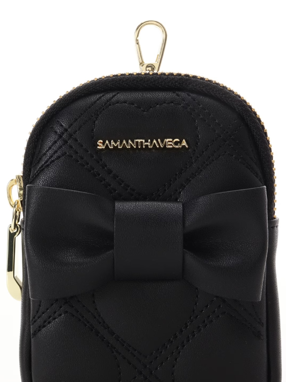 ハートキルトポーチ型チャーム【ブラック】 ブラック