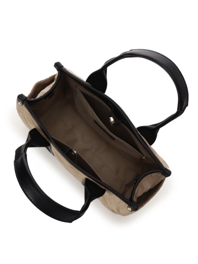 ロゴテープキルティングハンドバッグ（小）【ベージュ】 ベージュ