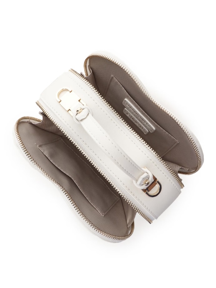 ツイードリボンハート型ショルダーバッグ【ホワイト】 ホワイト