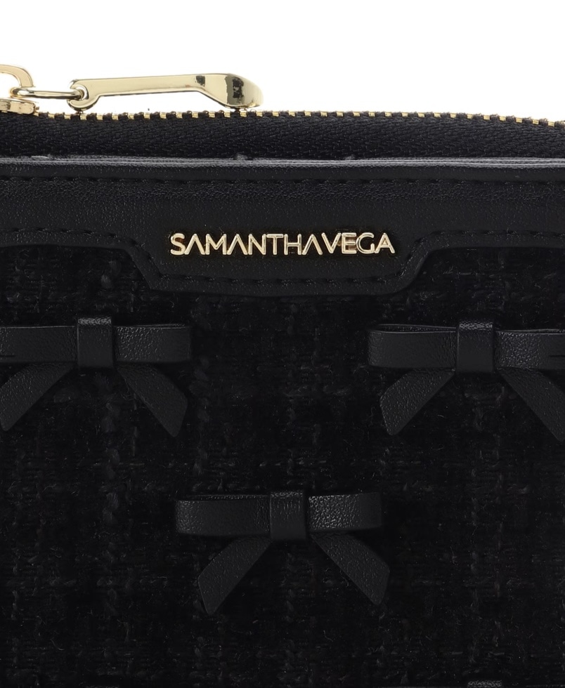 ツイードリボン折財布【ブラック】 ブラック