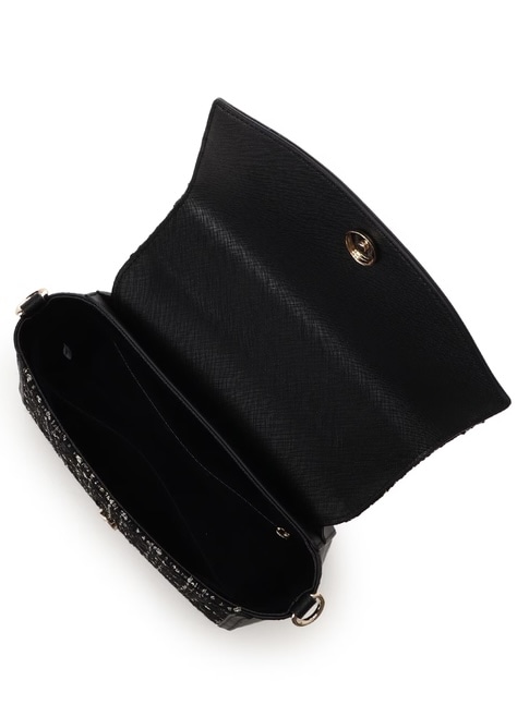 ツイードアクセントリボンショルダーバッグ【ブラック】 ブラック