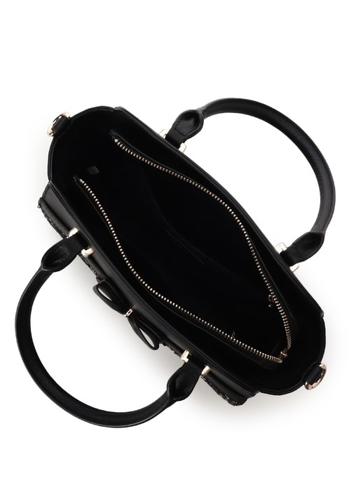 ツイードアクセントリボンハンドバッグ【ブラック】 ブラック