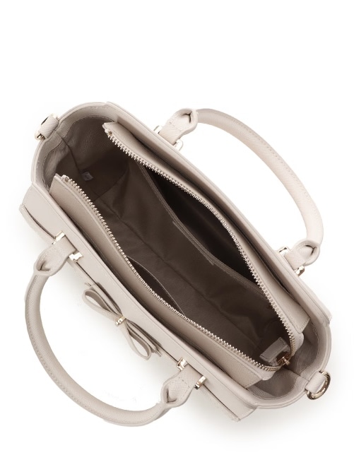 ツイードアクセントリボンハンドバッグ【ホワイト】 ホワイト