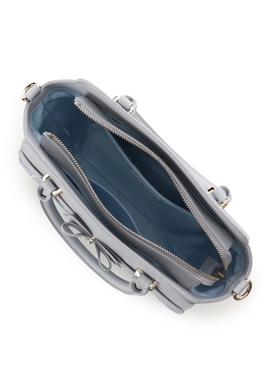 ツイードアクセントリボンハンドバッグ【ライトブルー】 ライトブルー