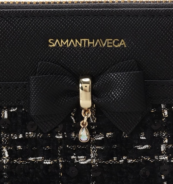 ツイードアクセントリボン長財布【ブラック】 ブラック