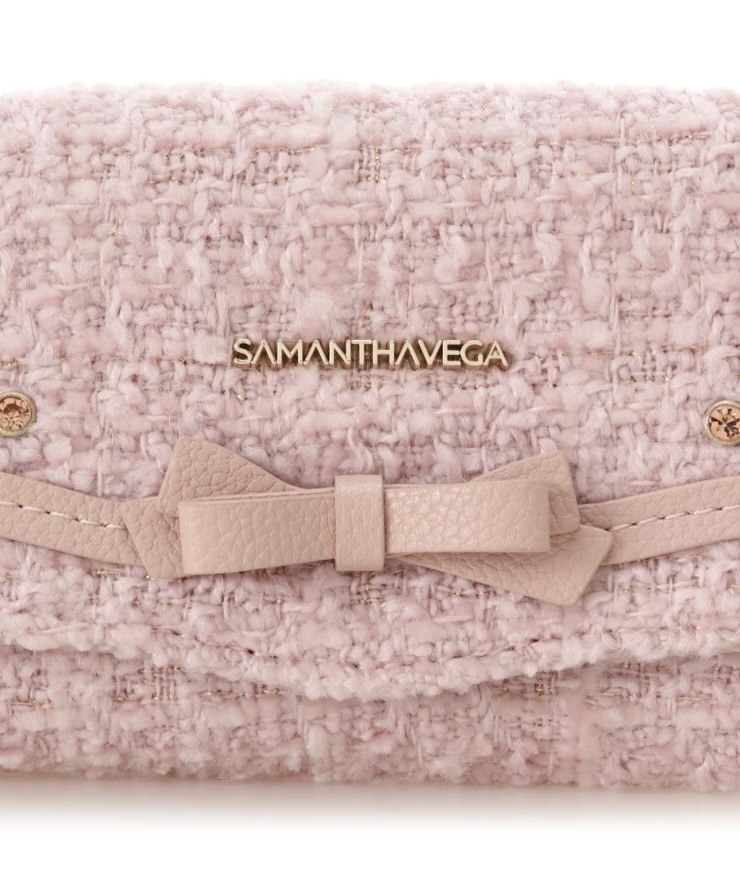 ソリッドリボンツイードキーケース【ピンク】 ピンク