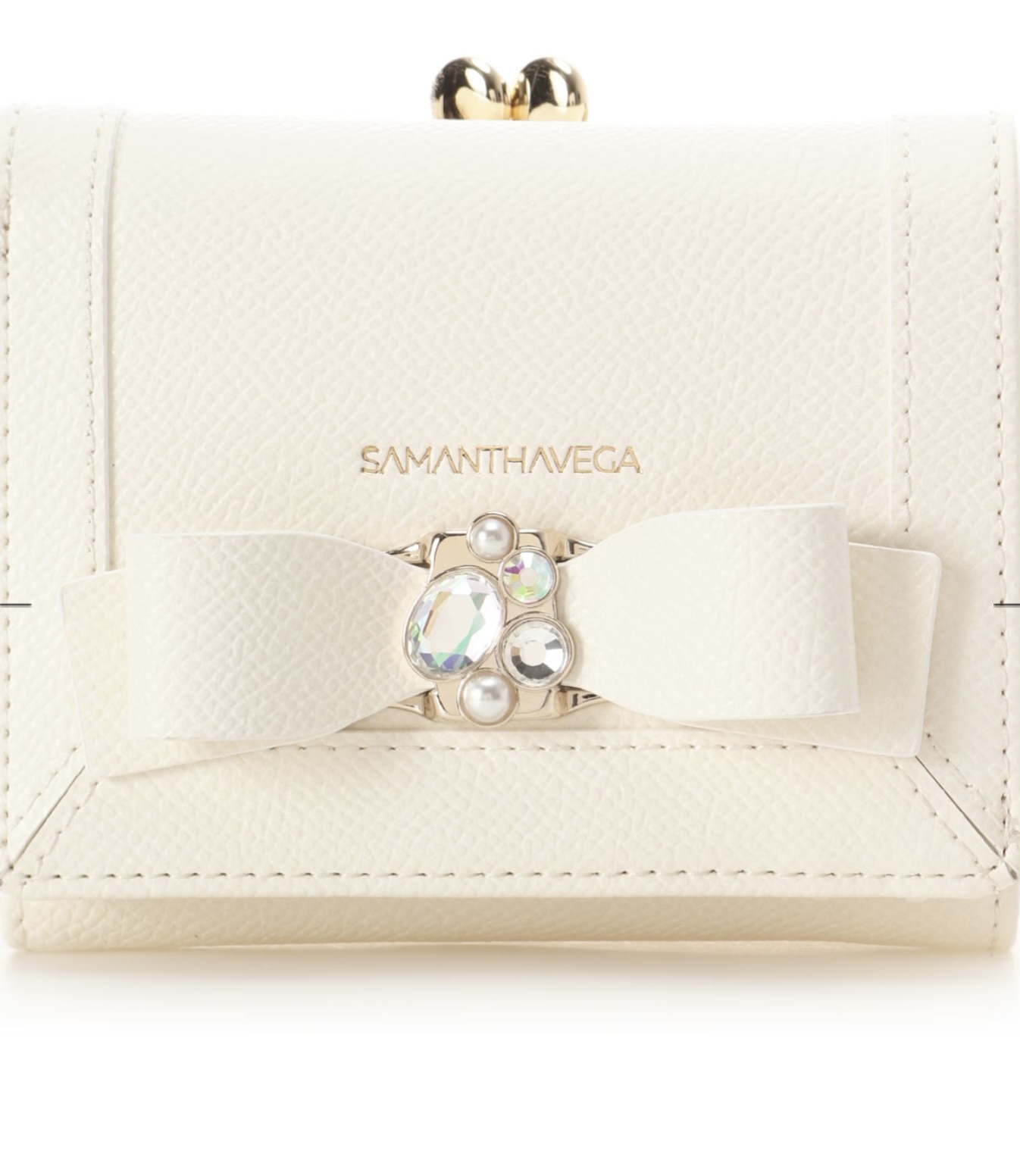 ジュエルリボン折財布【ホワイト】 ホワイト