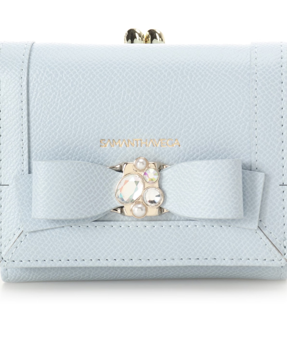 ジュエルリボン折財布【ライトブルー】 ライトブルー