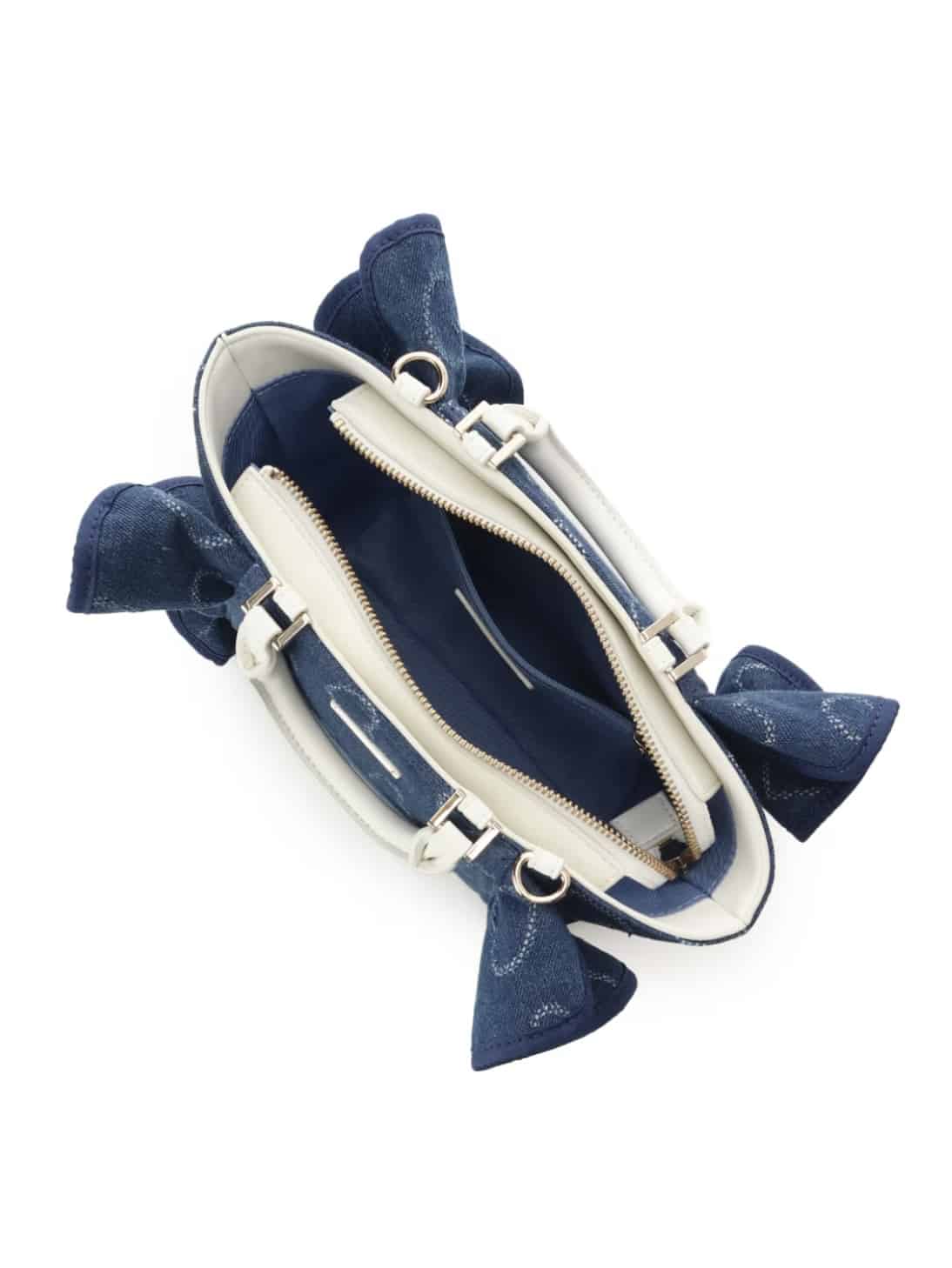 【オンラインショップ＆一部店舗限定】ハートデニムフリルハンドバッグ インディゴ