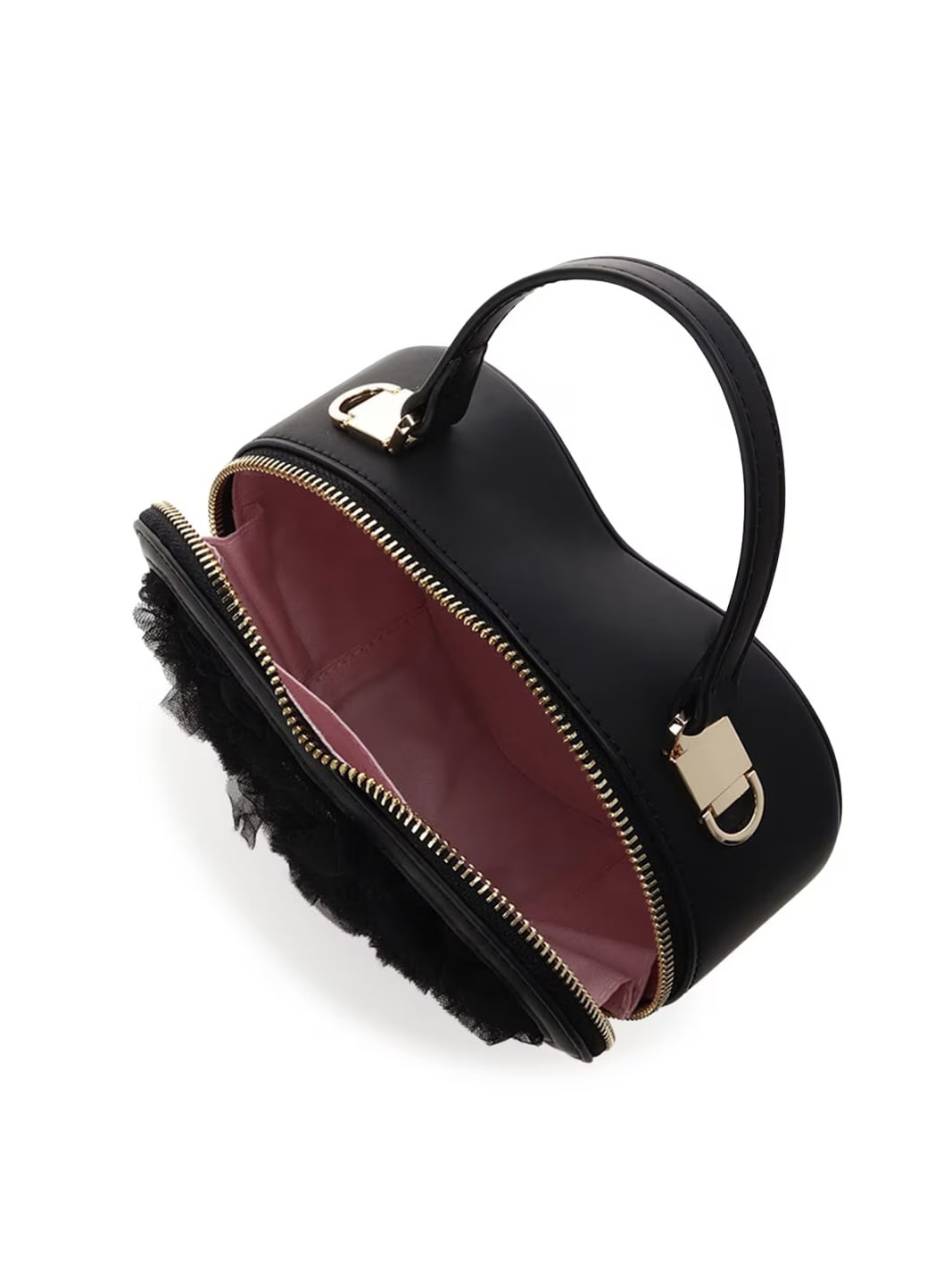 チュールハート型ショルダーバッグ【ブラック】 ブラック