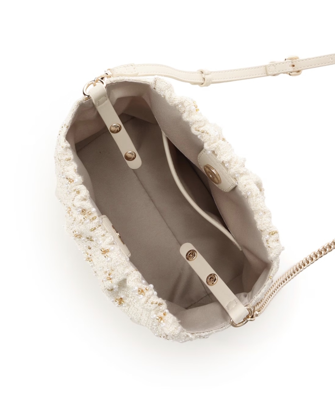 ツイードチェーンショルダーバッグ オフホワイト
