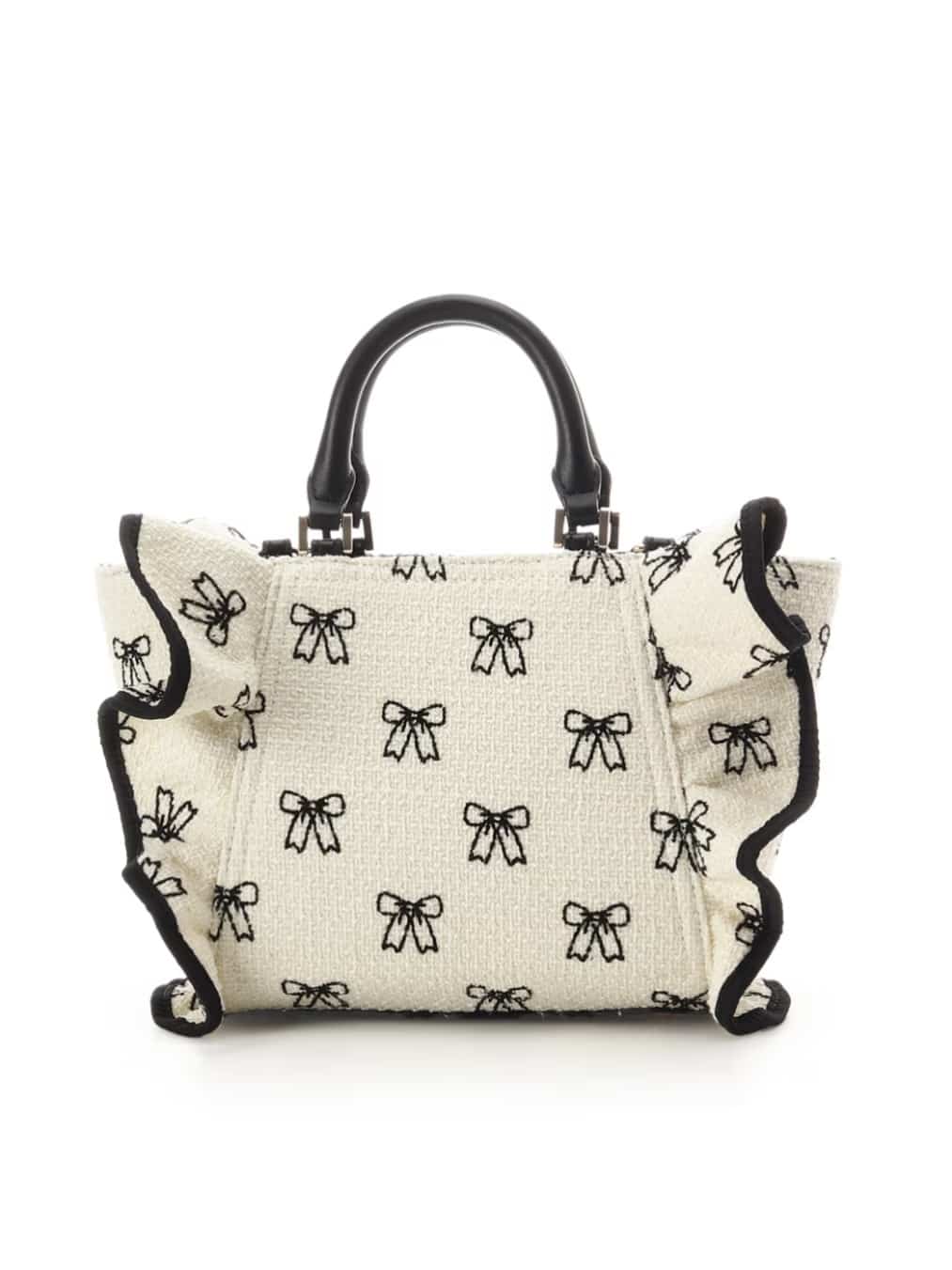 【オンラインショップ＆一部店舗限定】リボンフリルハンドバッグ ホワイト