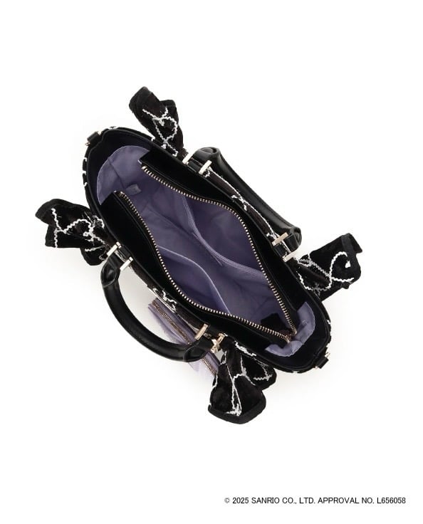 「クロミコレクション」フリルハンドバッグ【ブラック】 ブラック