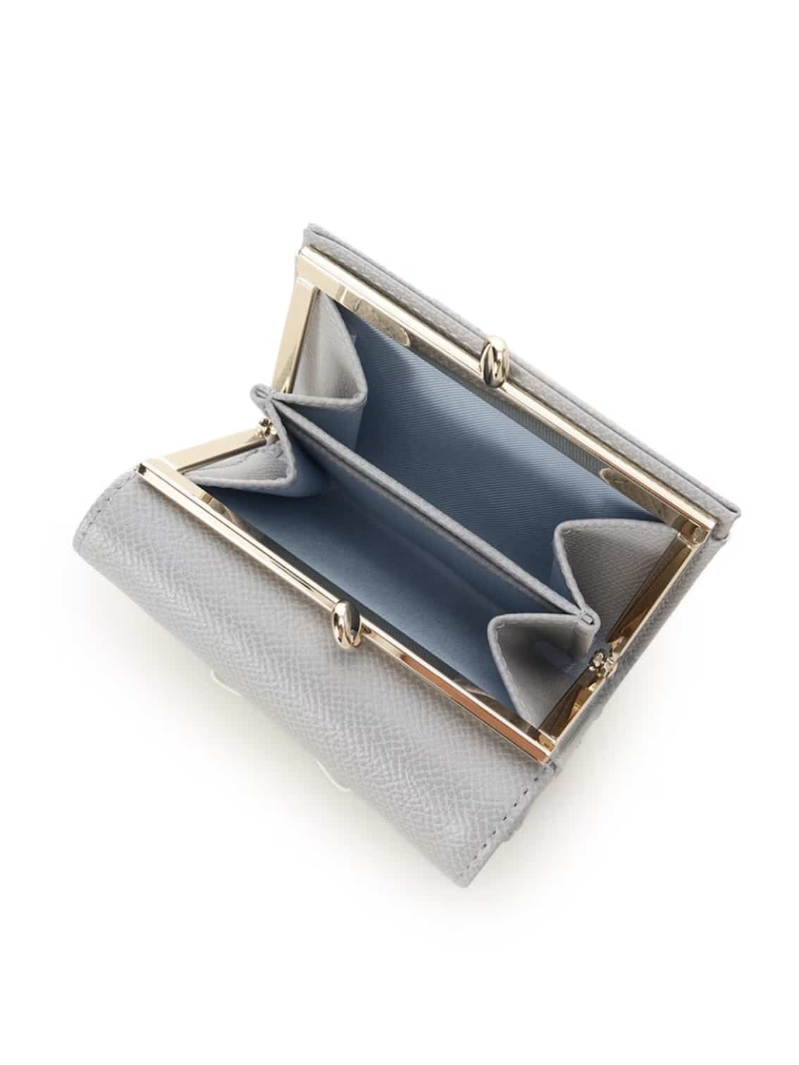 バイカラーアクセントリボン折財布【ライトブルー】 ライトブルー