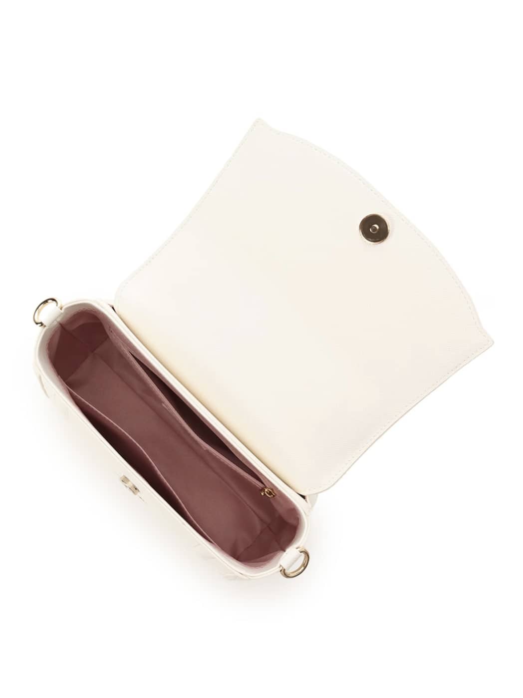 バイカラーアクセントリボンショルダーバッグ【ホワイト】 ホワイト