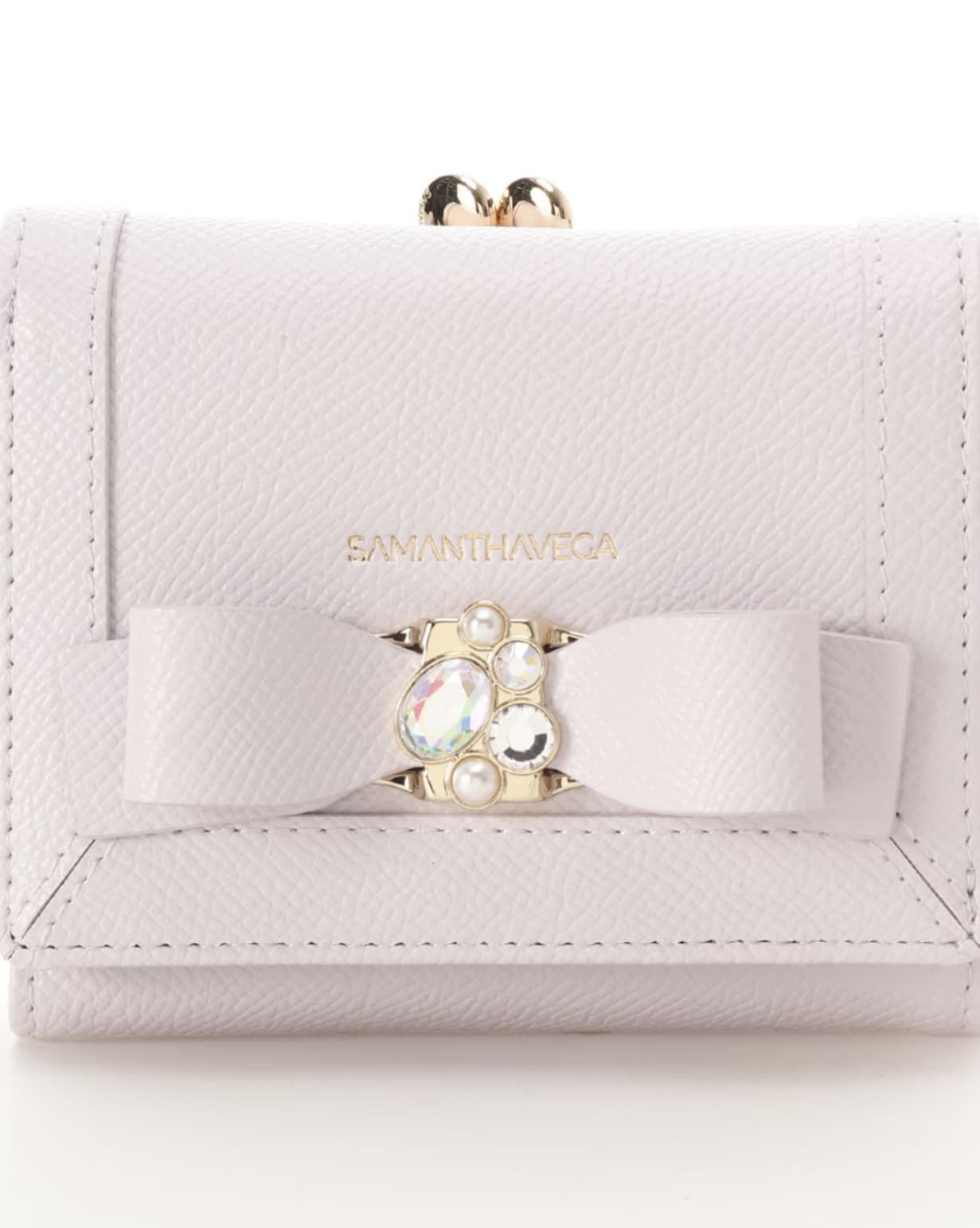 バイカラージュエルリボン折財布【ラベンダー】 ラベンダー