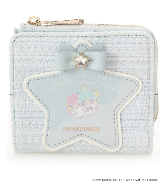 『リトルツインスターズ』（キキ＆ララ）折財布 ライトブルー