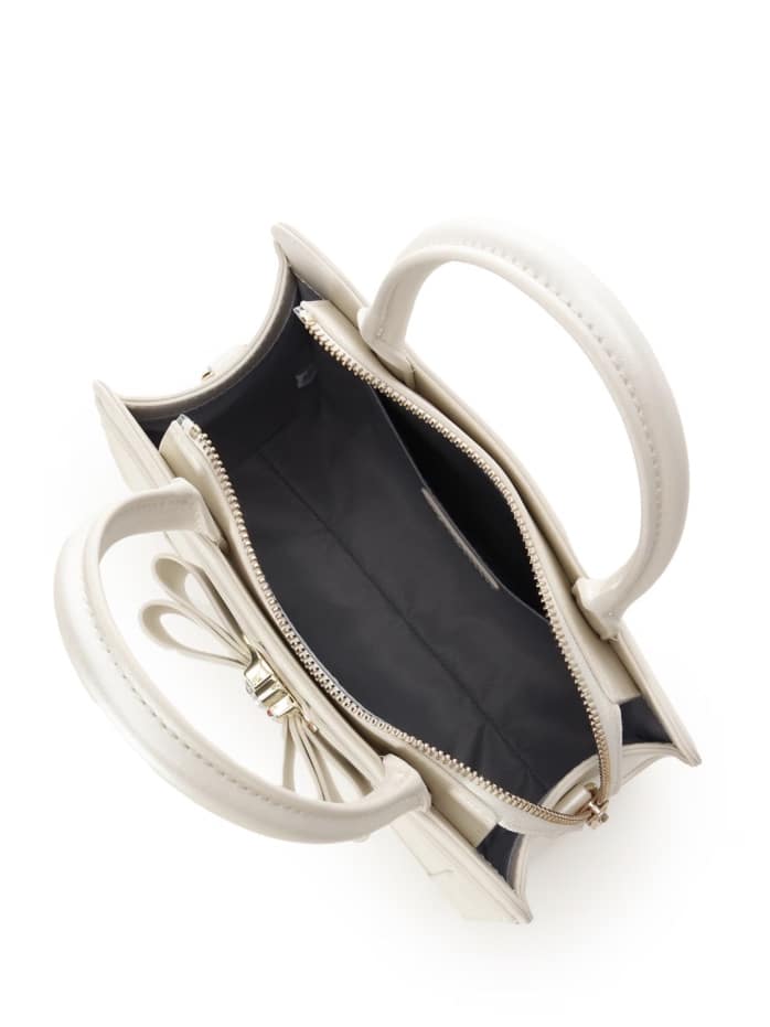 [Holiday Collection]パールカラージュエルリボンハンドバッグ【ホワイト】 ホワイト