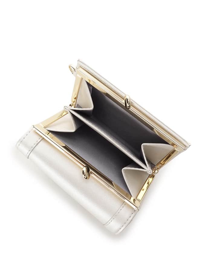 [Holiday Collection]パールカラージュエルリボン折財布【ホワイト】 ホワイト