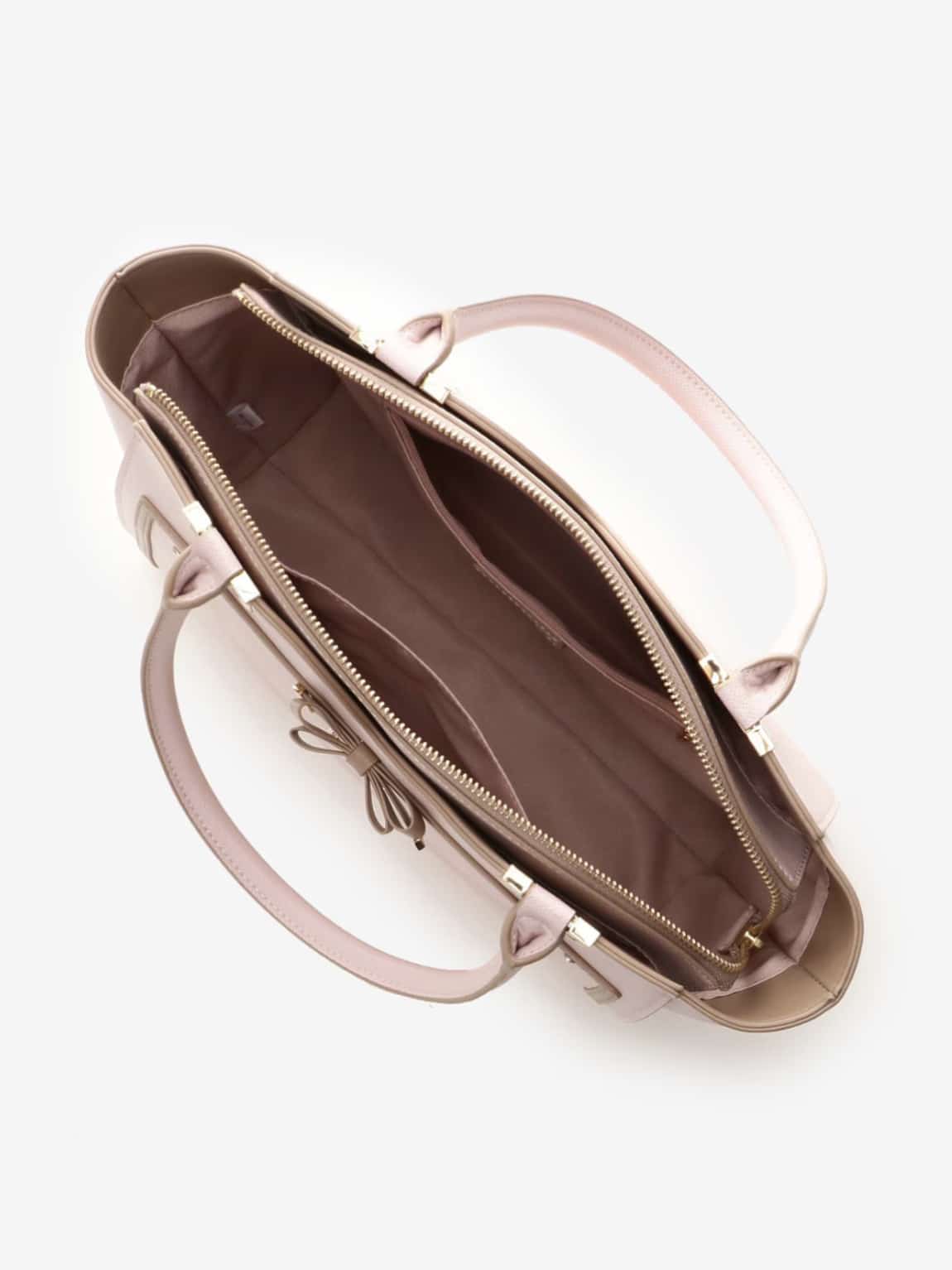 ソリッドリボンA4トートバッグ【ピンクベージュ】 ピンクベージュ