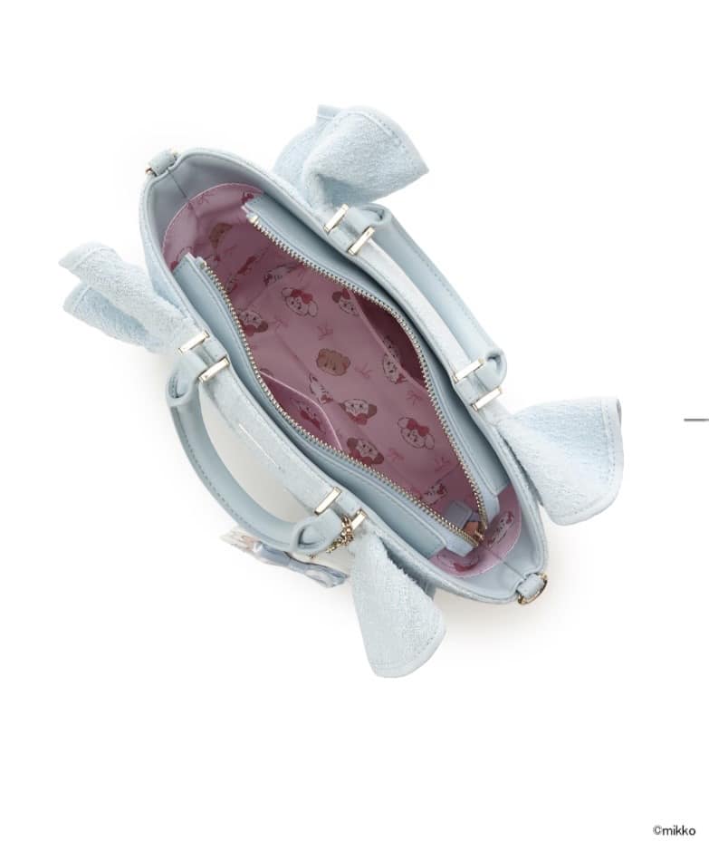 Lil ala mode×SAMANTHAVEGAコレクション ツイードフリルハンドバッグ【ラテ】 ライトブルー