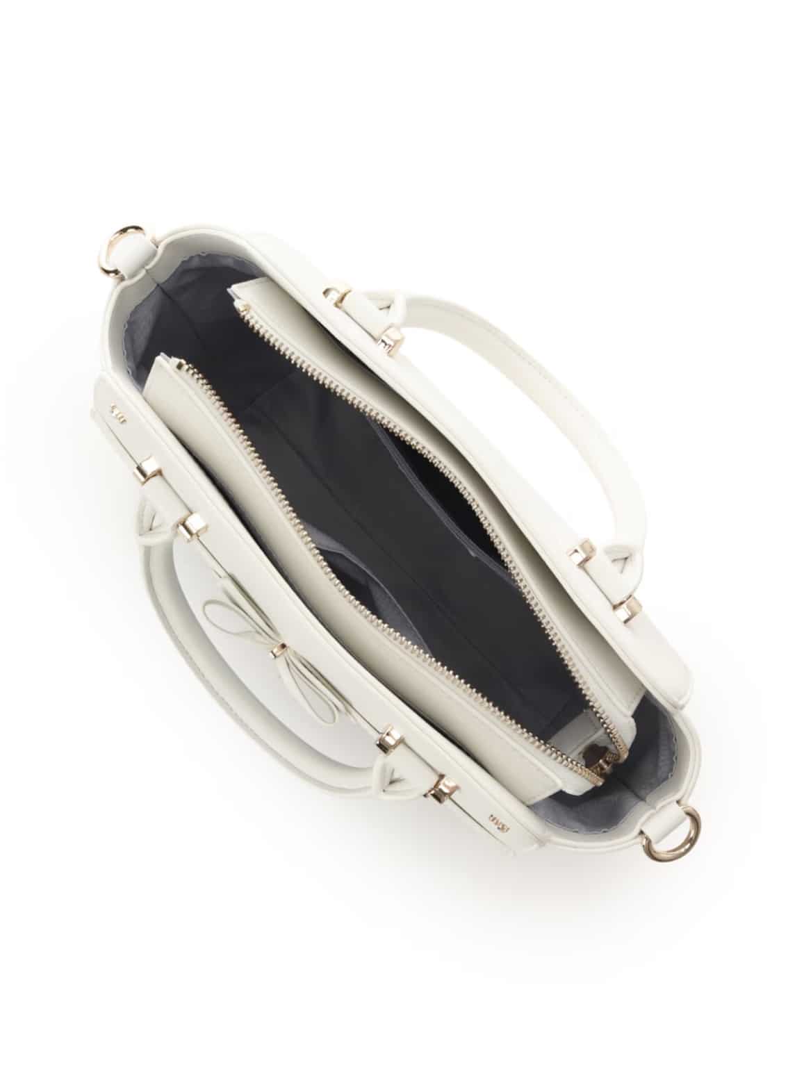 デニム調アクセントリボンハンドバッグ【ライトブルー】 ライトブルー