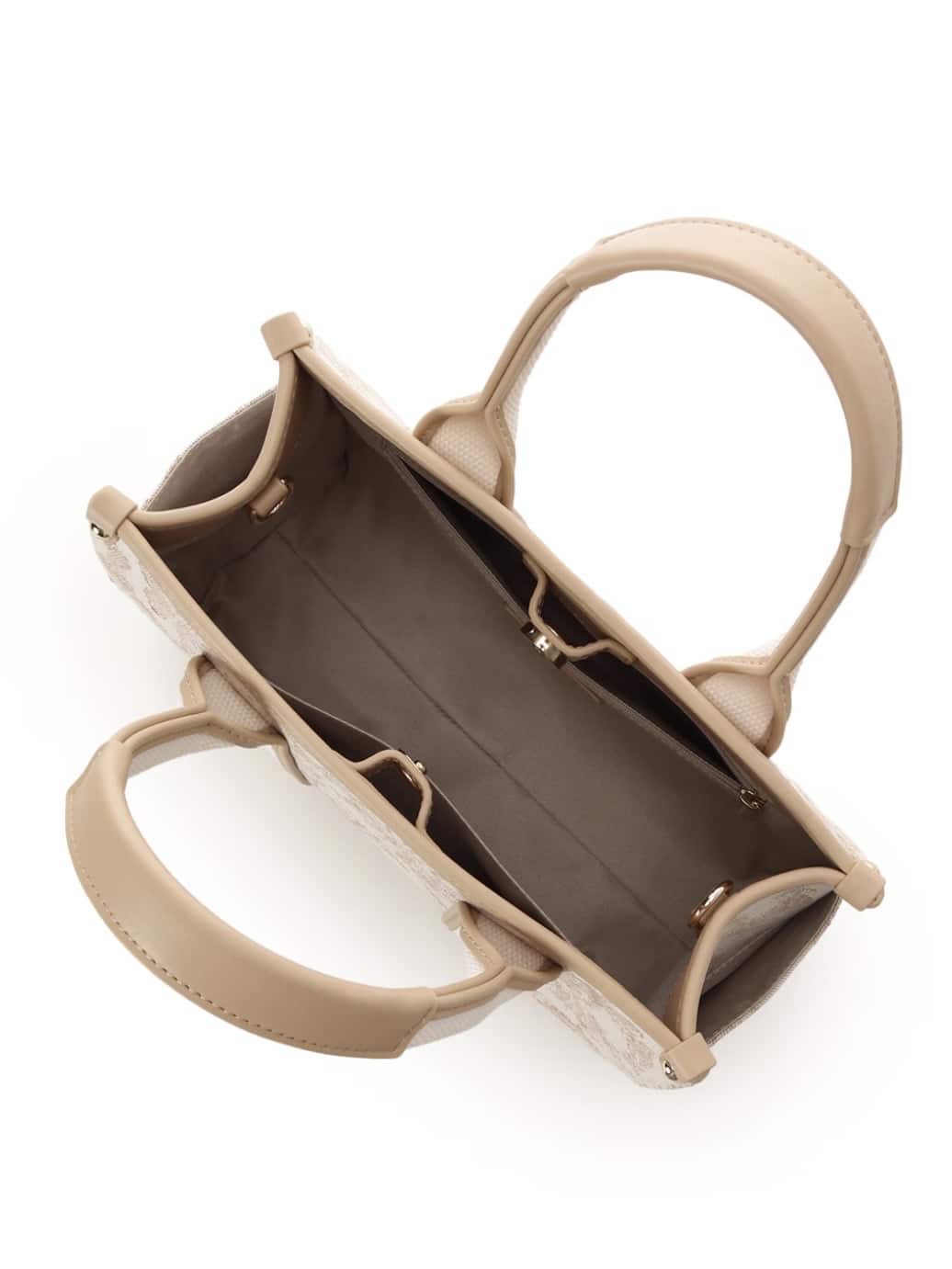 ロゴテープジャガード調トートバッグ（小）【ベージュ】 ベージュ