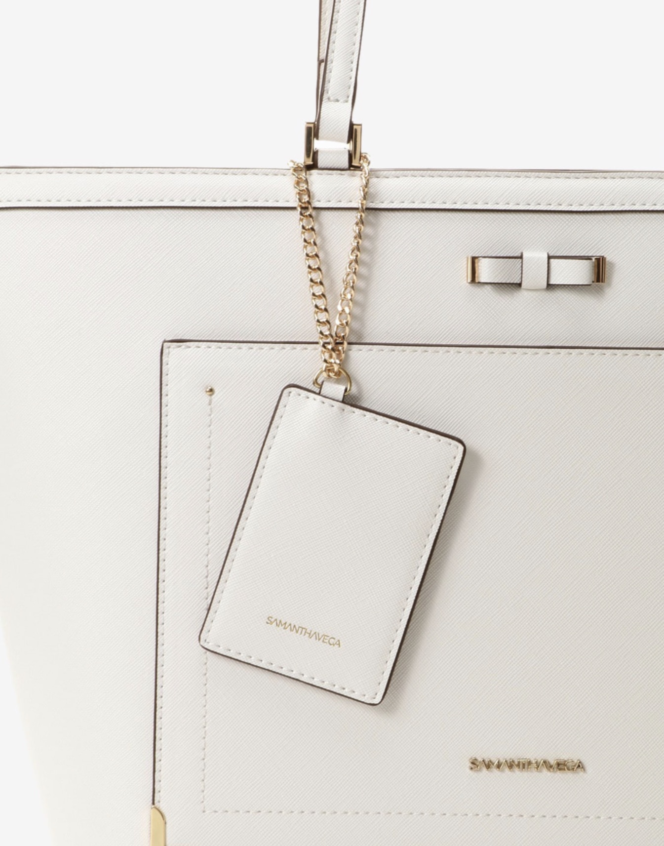 シンプルリボントートバッグ ホワイト