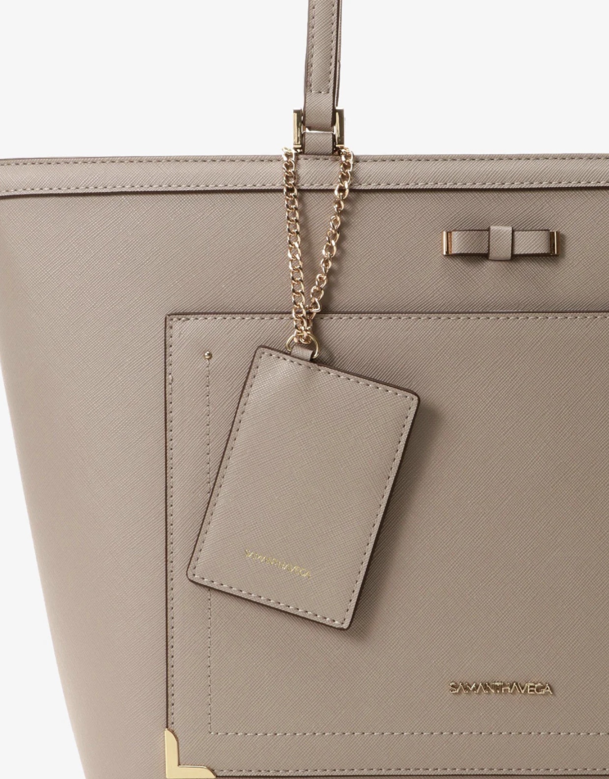  シンプルリボントートバッグ ベージュ