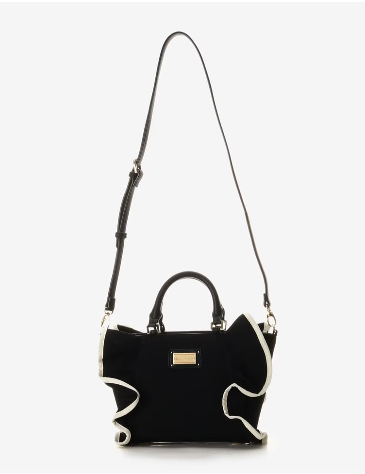 パイピングフリルハンドバッグ（小）【ブラック】 ブラック