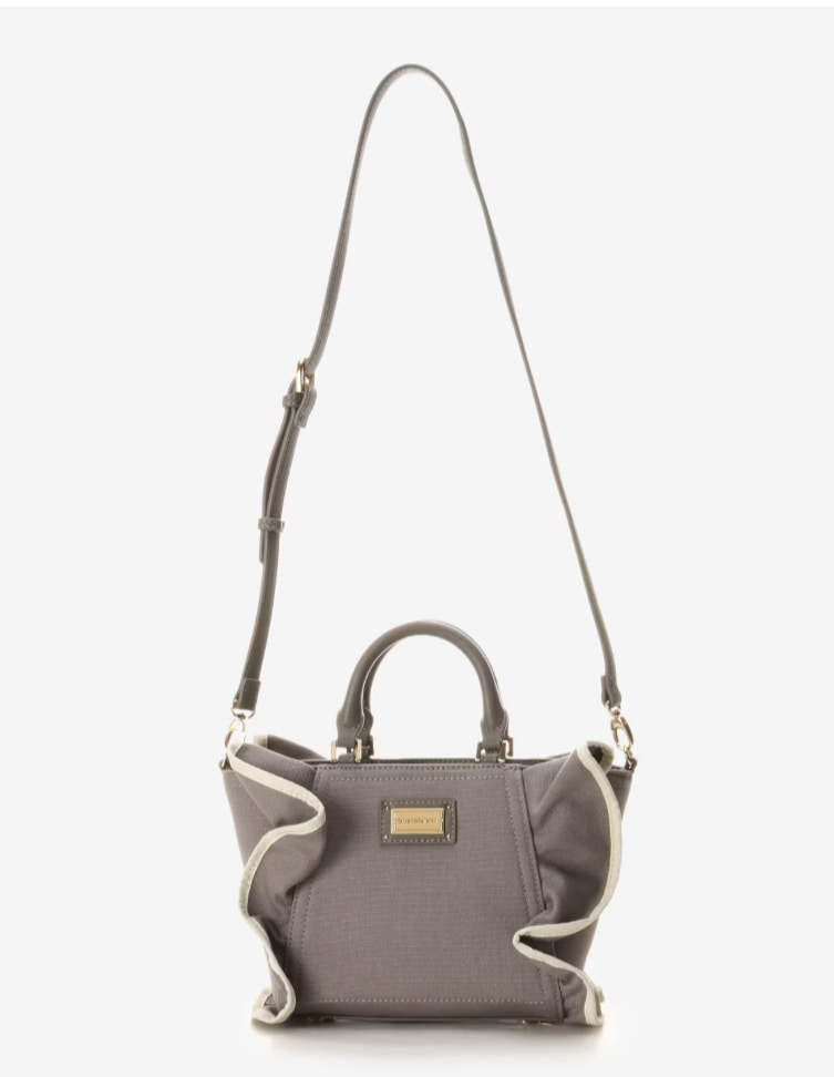 パイピングフリルハンドバッグ（小）【ダークグレー】 ダークグレー