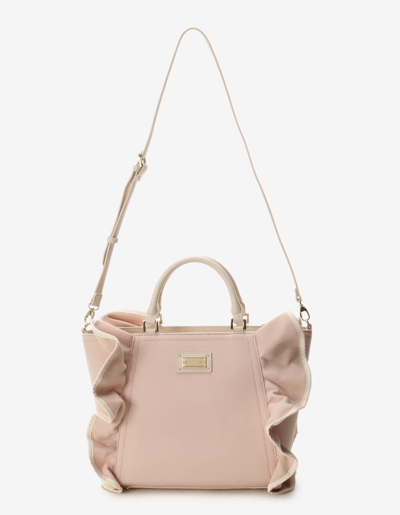 パイピングフリルハンドバッグ（大）【ベビーピンク】 ベビーピンク