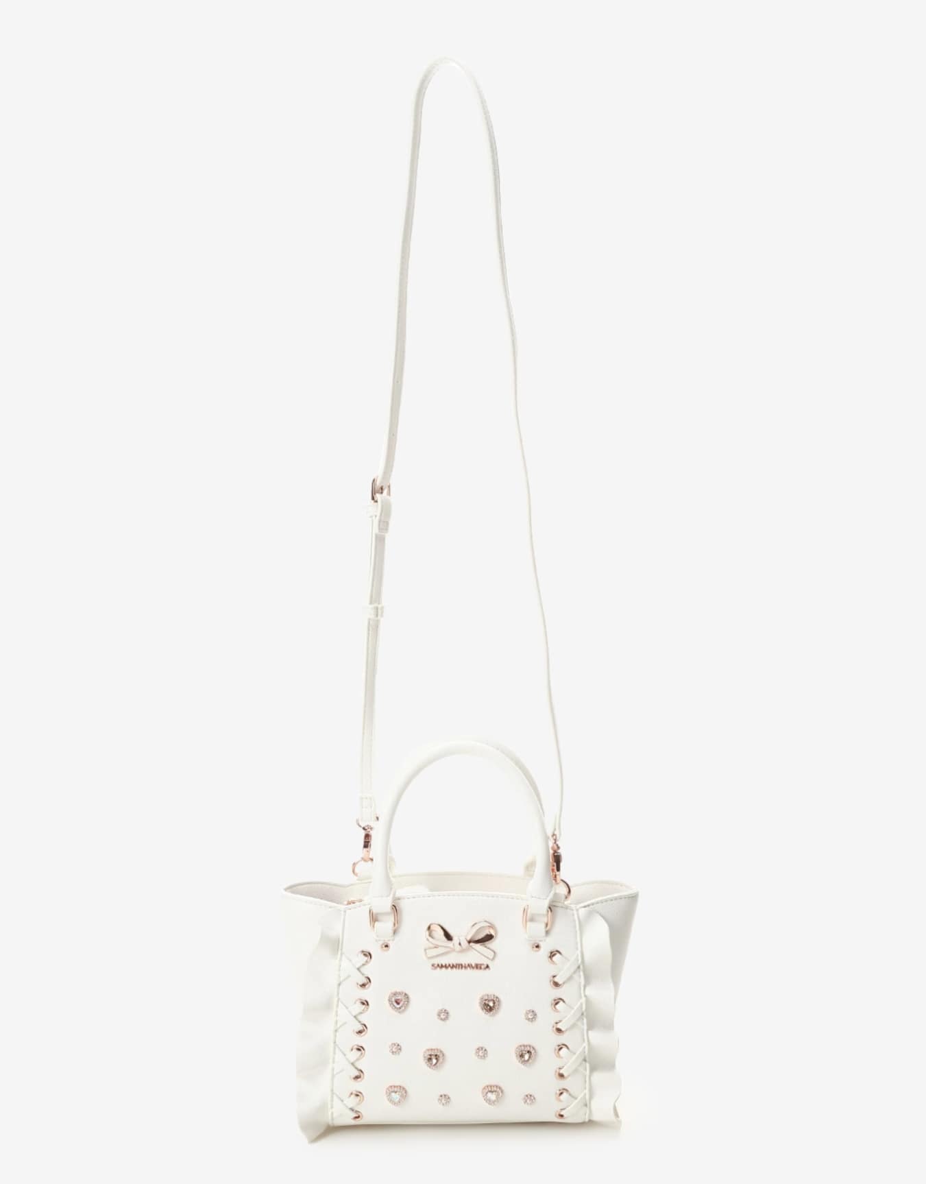 レースアップハートビジューフラッタ―(ミニ)　【ホワイト】 ホワイト