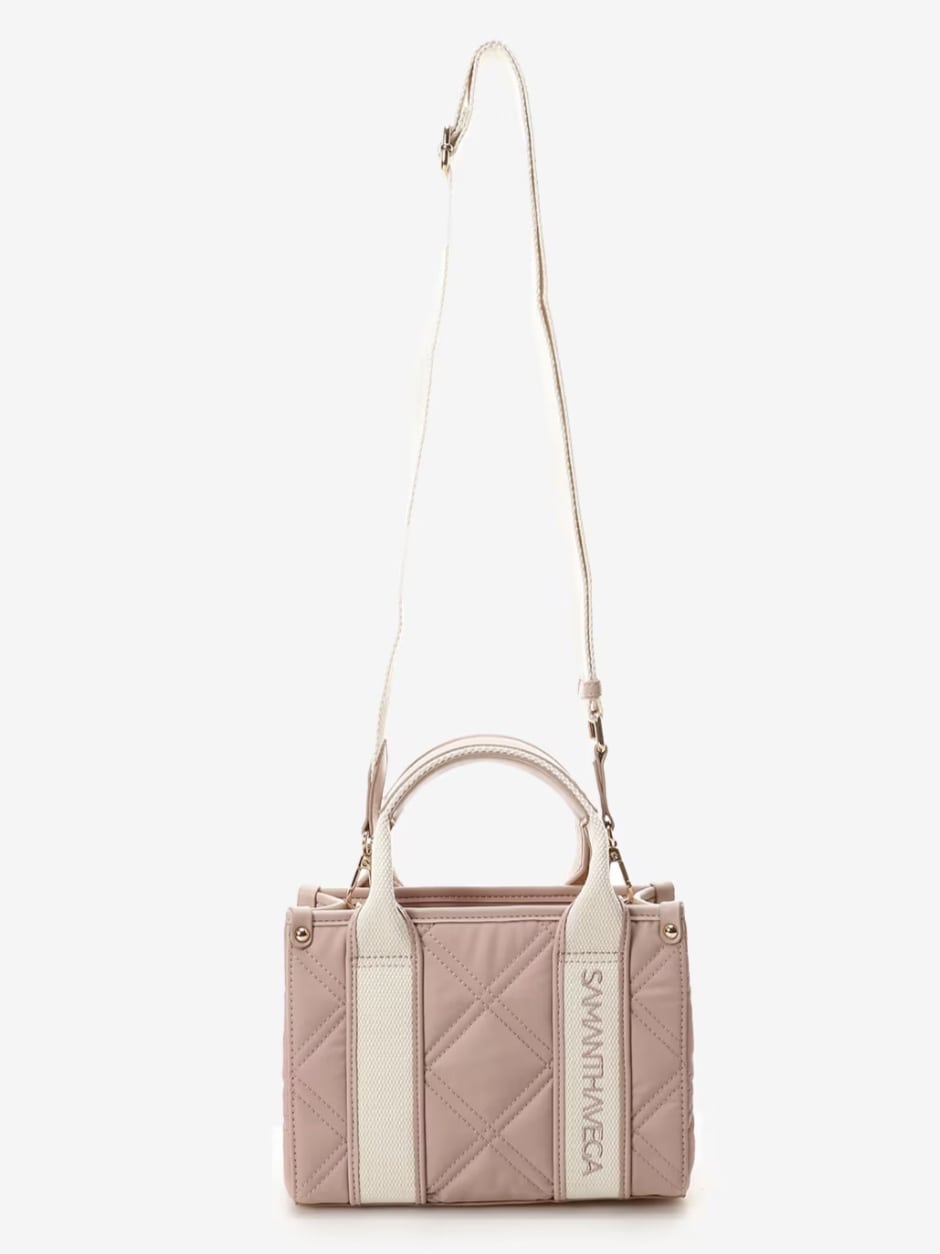 ロゴテープキルティングトートバッグ（ミニ）【ピンク】 ピンク