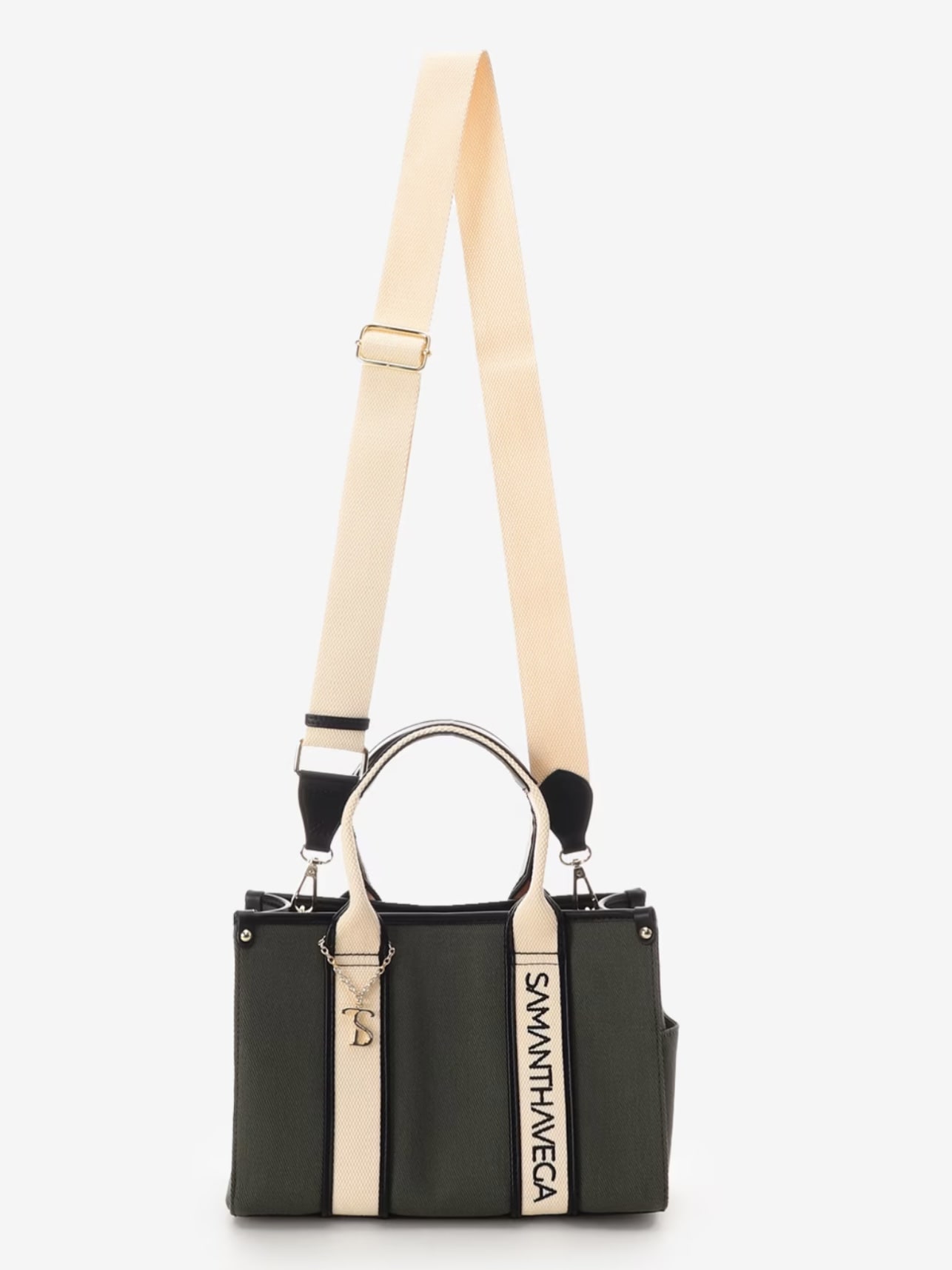 ロゴテープキャンバストートバッグ（小）【カーキ】 カーキ