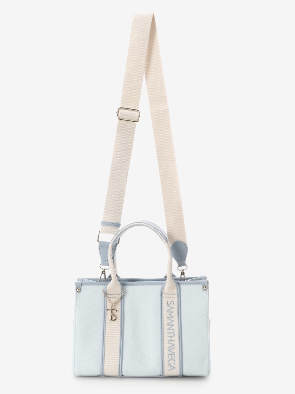 ロゴテープキャンバストートバッグ（小）【ライトブルー】 ライトブルー