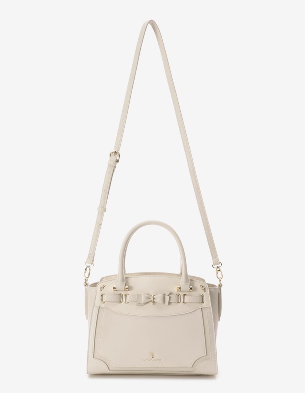 フロントリボンベルトハンドバッグ【オフホワイト】 オフホワイト