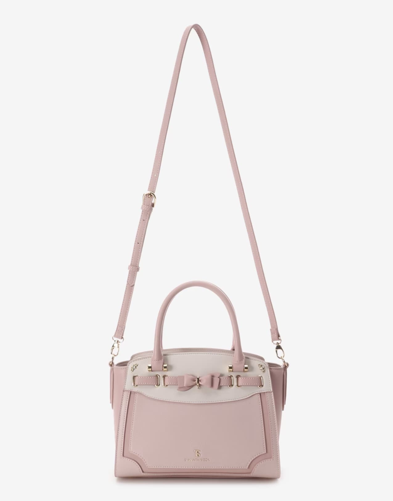 フロントリボンベルトハンドバッグ【ピンク】 ピンク