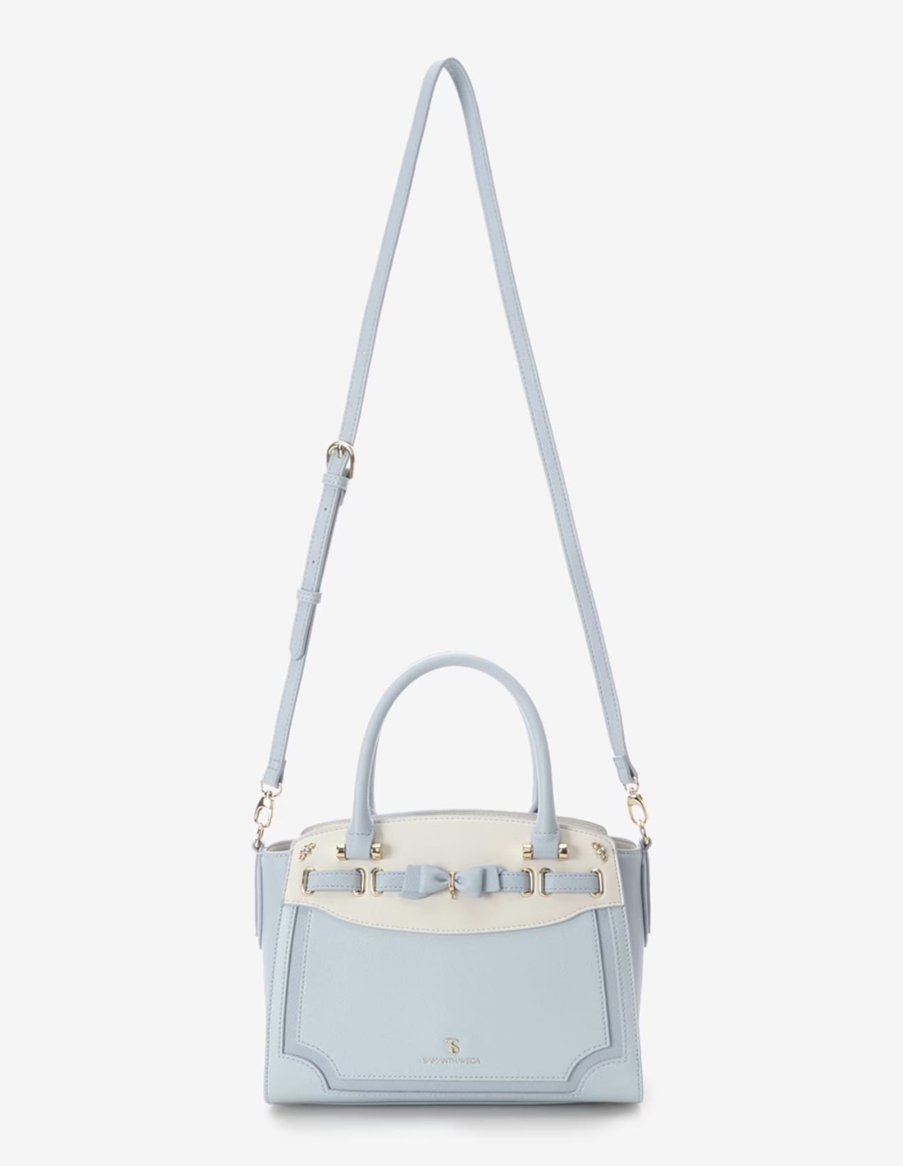 フロントリボンベルトハンドバッグ【ライトブルー】 ライトブルー