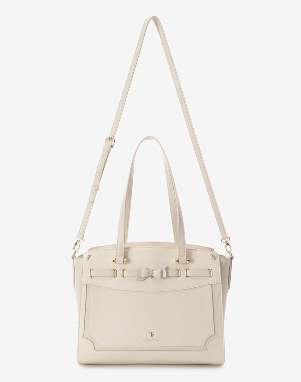 フロントリボンベルトトートバッグ【オフホワイト】 オフホワイト