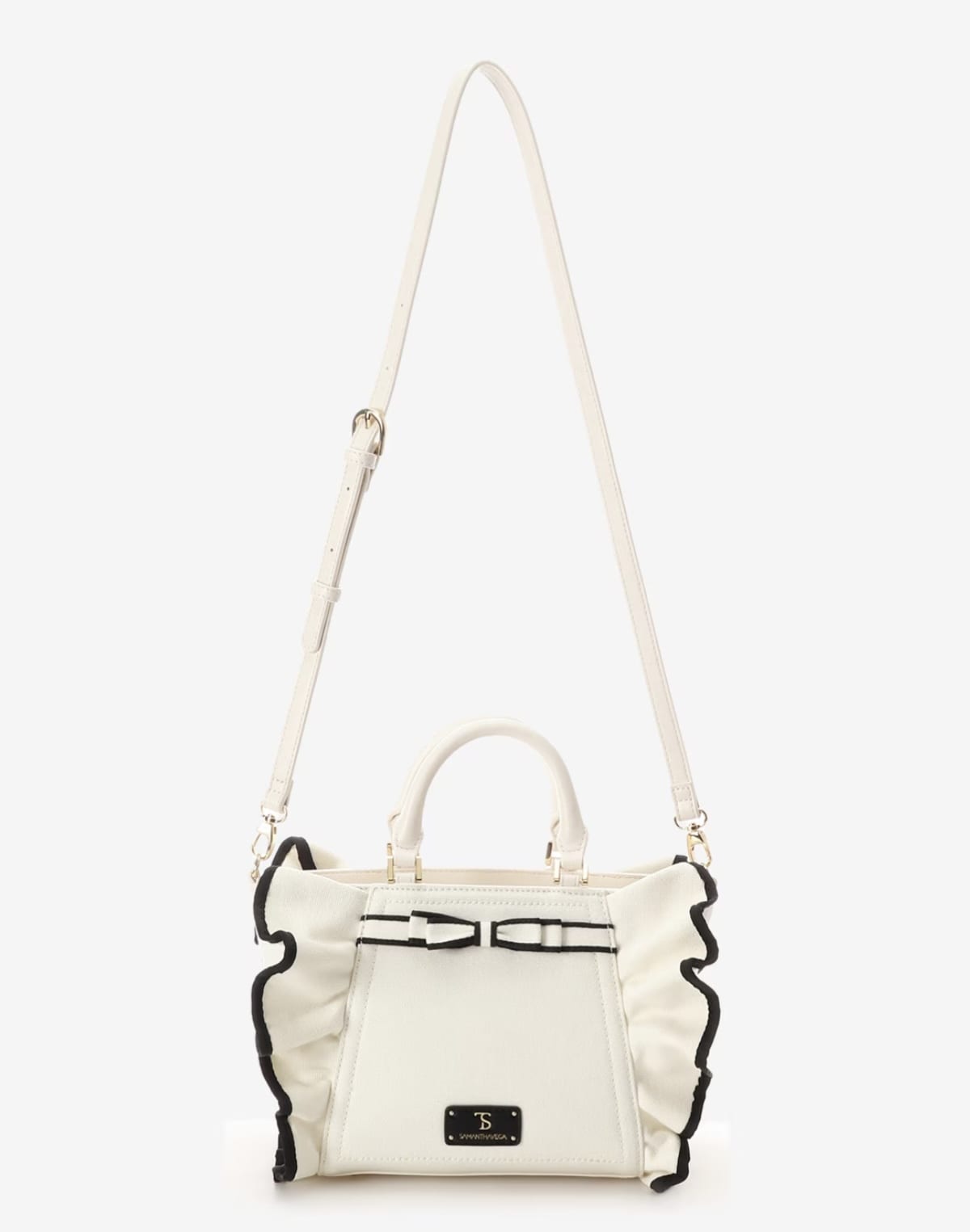 リボンフリルハンドバッグ（小）【ホワイト】 ホワイト