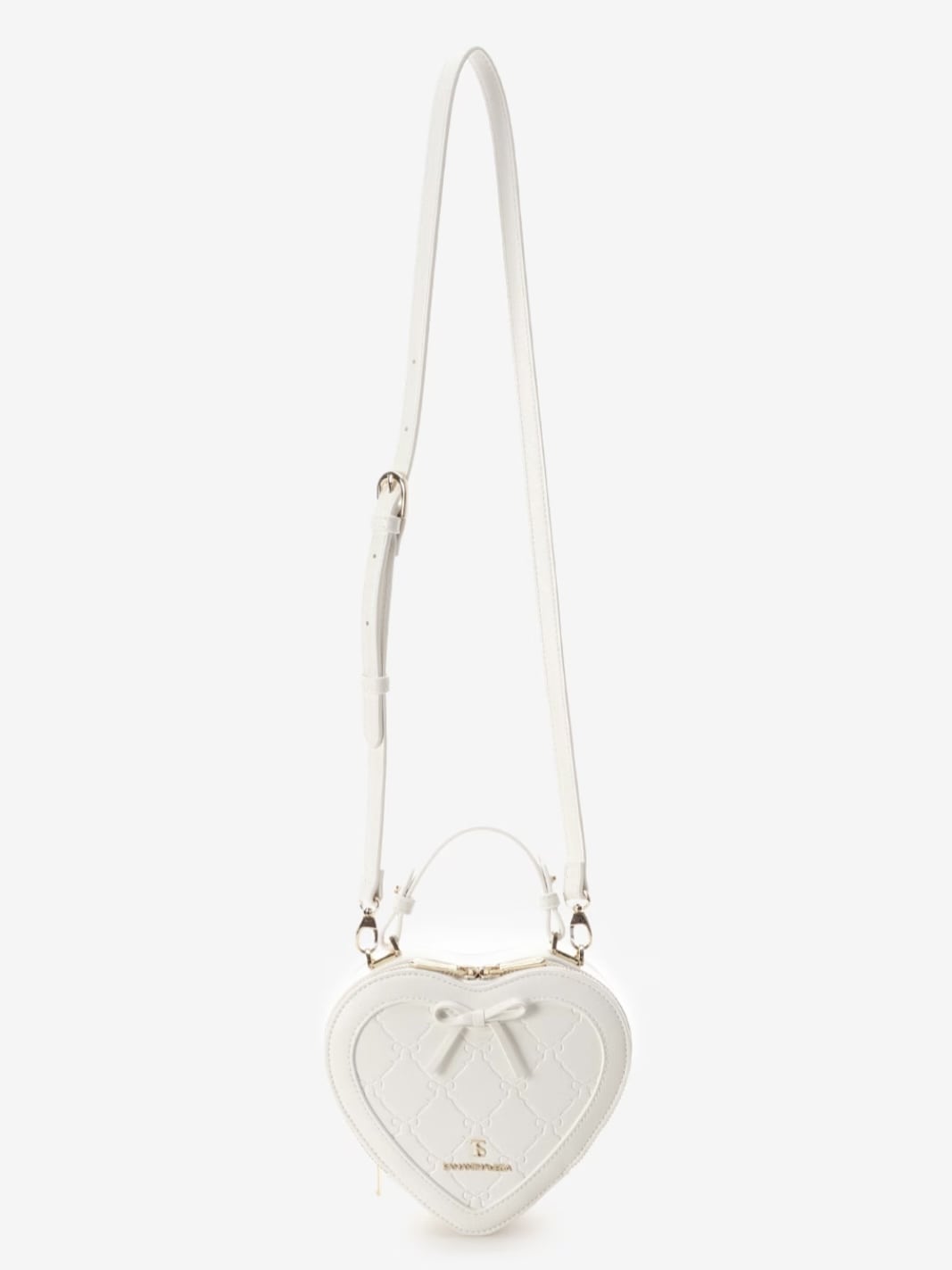 スタンピングリボンハート型ショルダーバッグ【ホワイト】 ホワイト