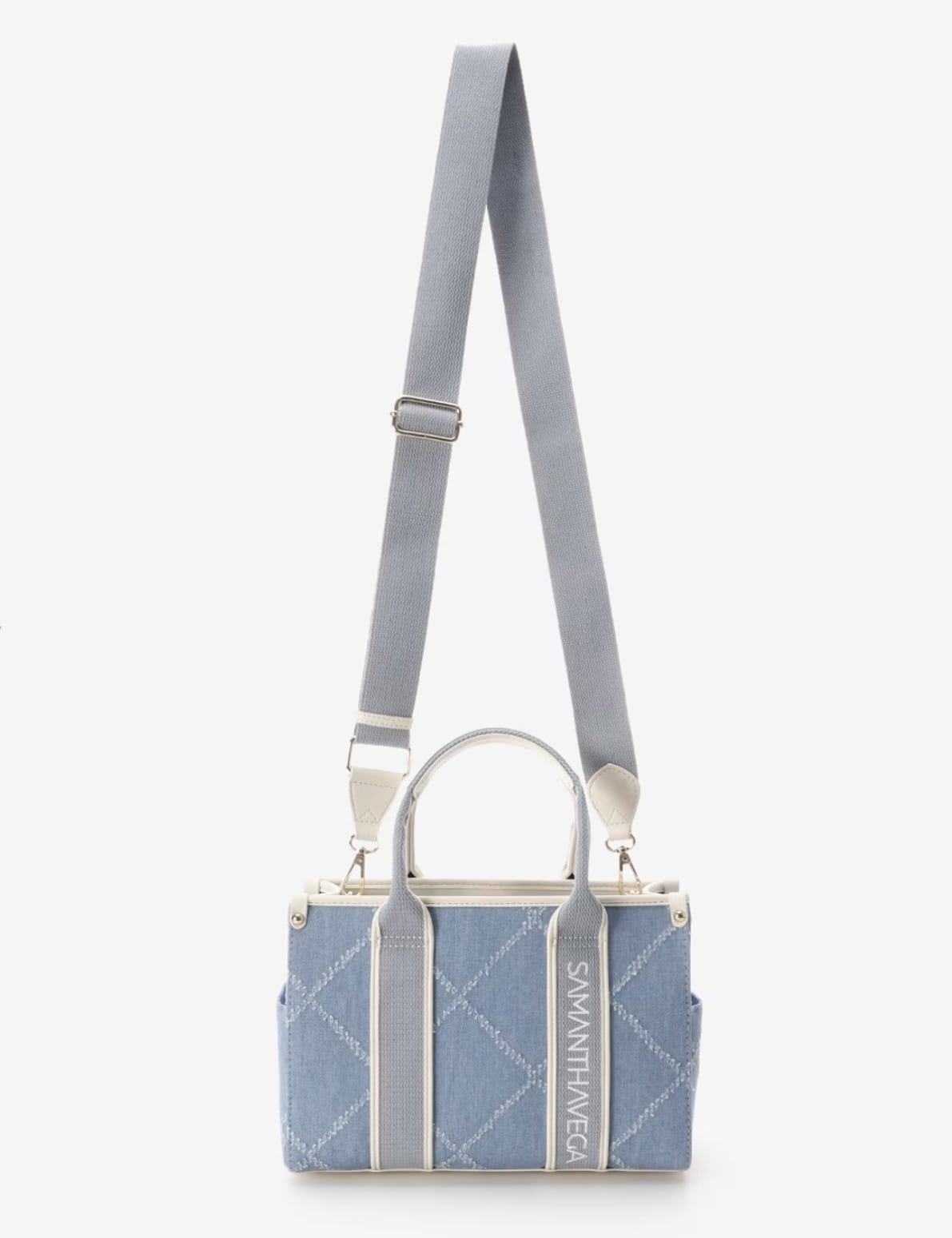 ロゴテープデニムトート(小)【ブリーチデニム】 ブリーチデニム