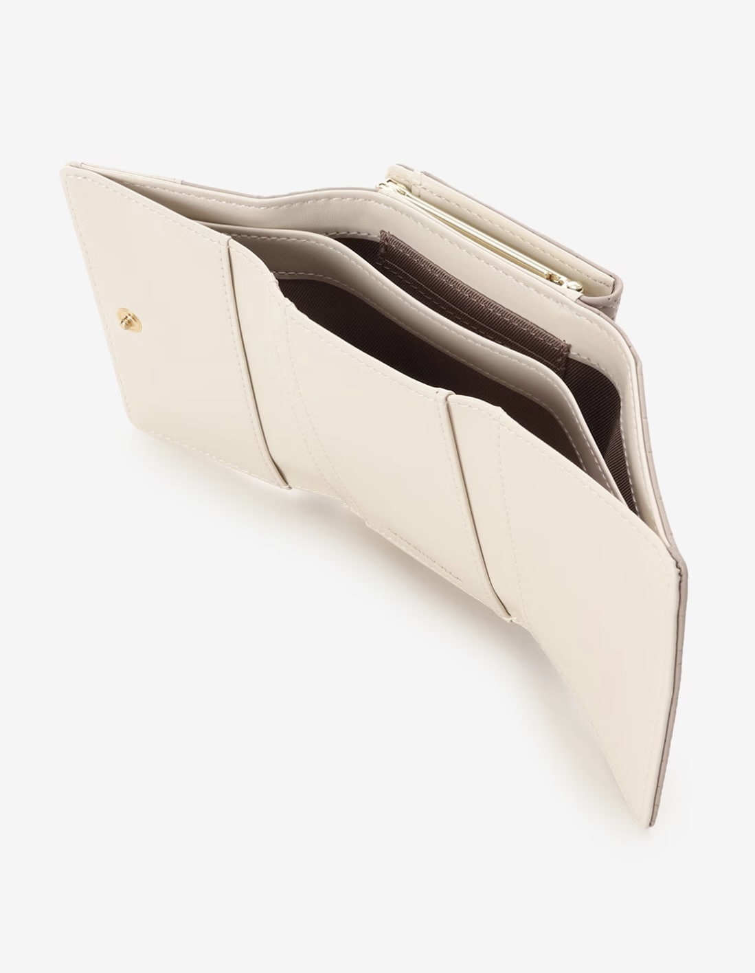 キルティングアクセントリボン折財布【ベージュ】 ベージュ