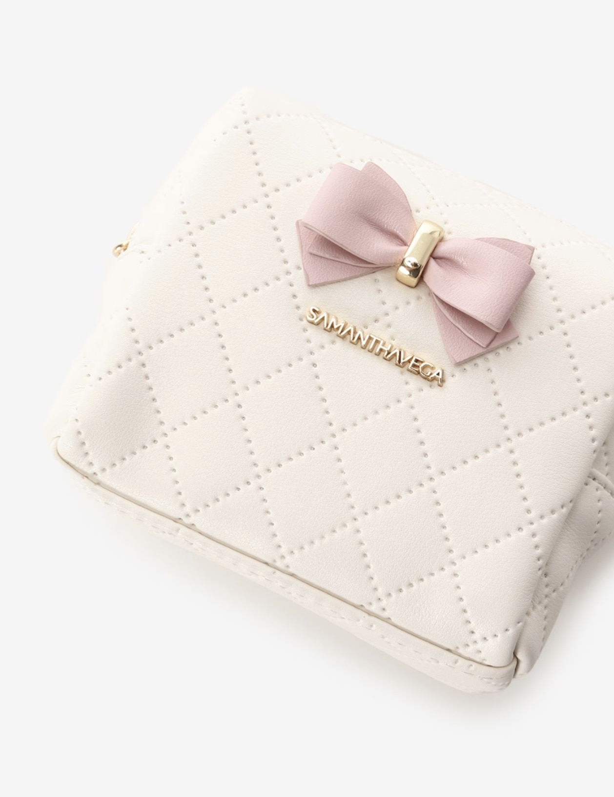 キルティングアクセントリボンミニポーチ【ピンク】 ピンク