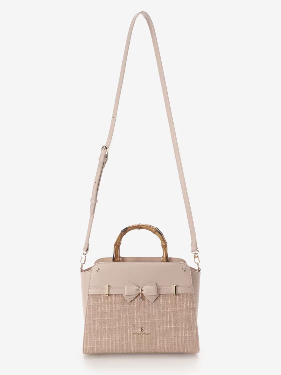 バンブーアクセントリボンハンドバッグ【ピンク】 ピンク