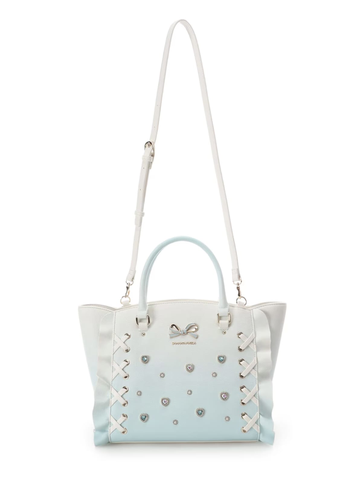 レースアップハートビジューグラデーションフラッター（小）【ライトブルー】 ライトブルー