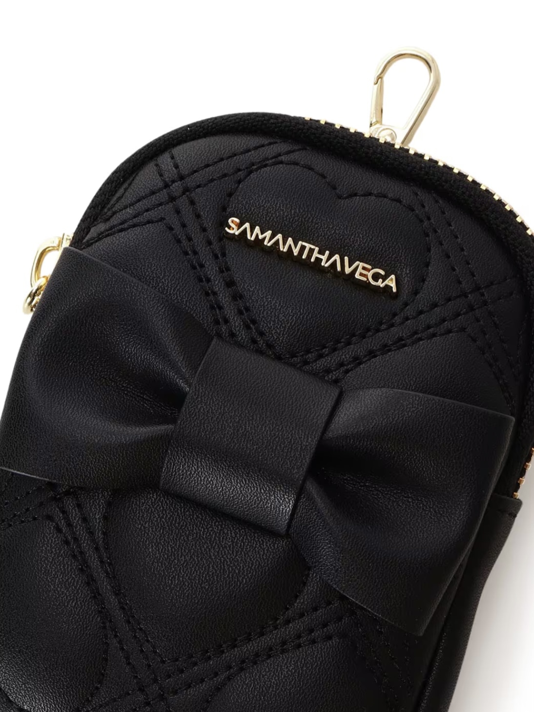 ハートキルトポーチ型チャーム【ブラック】 ブラック