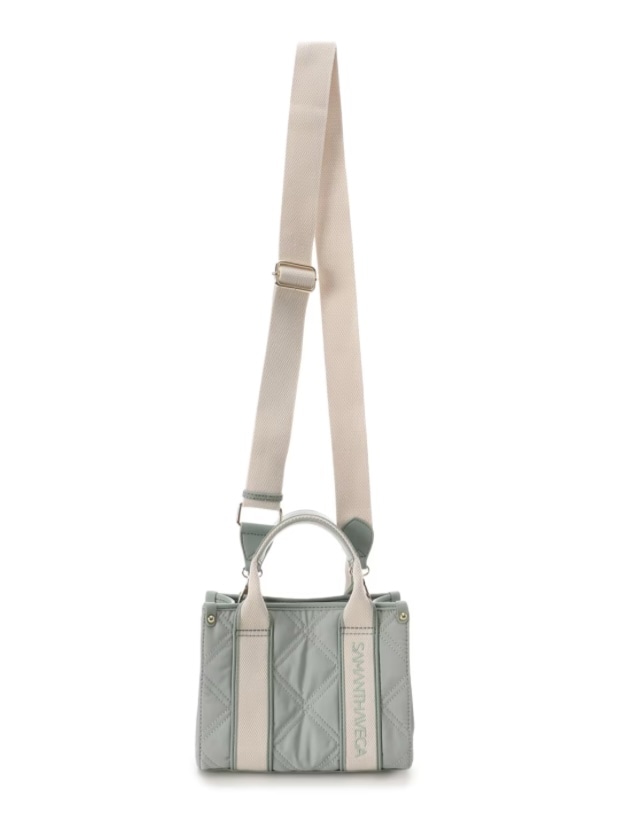 ロゴテープキルティングハンドバッグ（ミニ）【ミント】 ミント