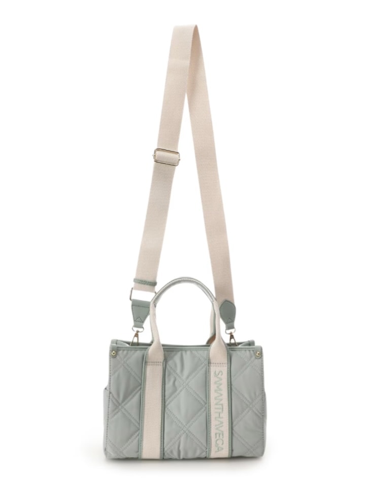 ロゴテープキルティングハンドバッグ（小）【ミント】 ミント
